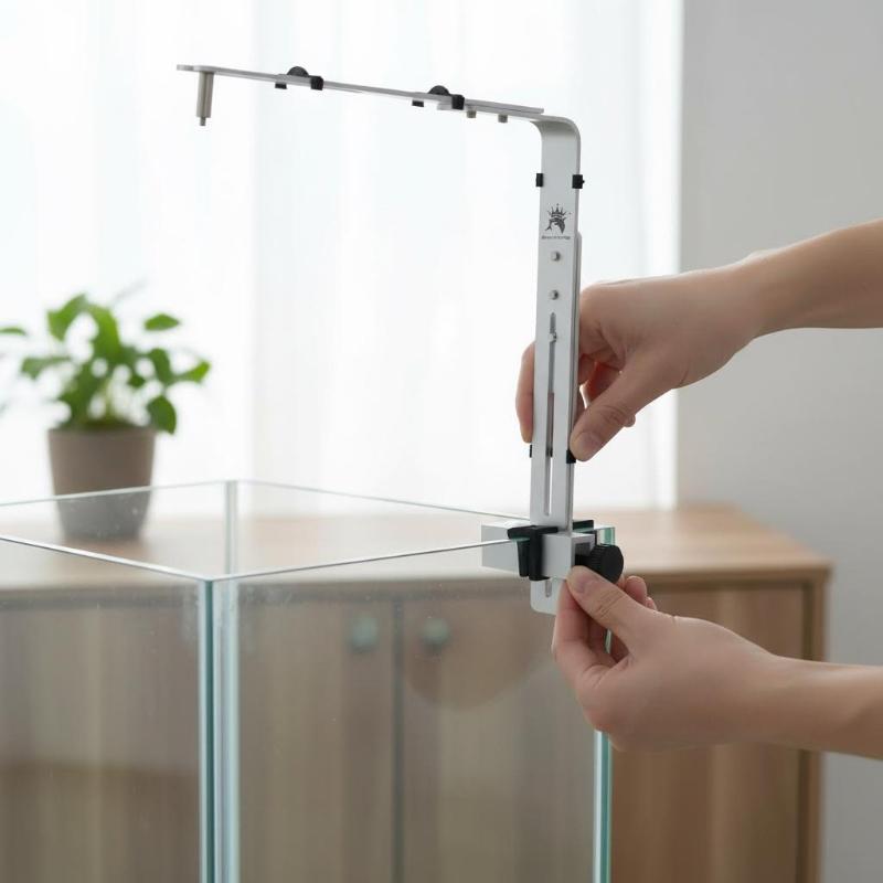 Aquarium Fish Light Lamp - 新しいフィッシュライトホルダーアルミ合金ランプスタンド調整可能な多用途水族館ライトブラケット安定したサポートランプ吊り下げ用