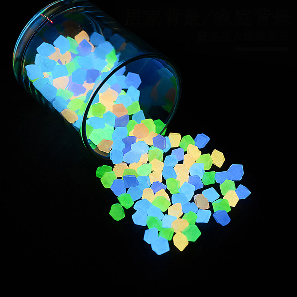 Aquarium Fish Glow In The Dark - 100 個 14*11 ミリメートルダーク小石小石屋外装飾グローフィッシュガーデンストーン装飾タンク発光水族館装飾