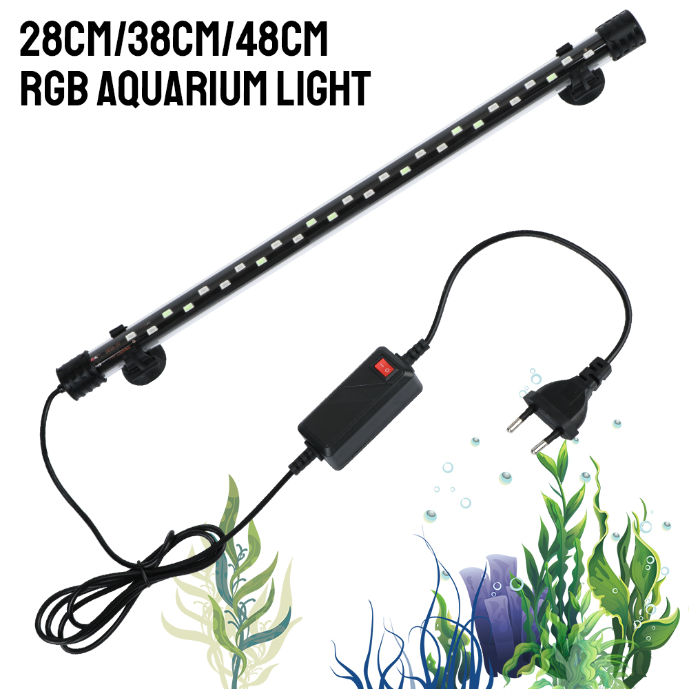 Aquarium Fish Light Lamp - HD LED水中水族館ランプ,ローマントバー,GB栽培,28-48 cm, 90〜260V,水中照明装飾