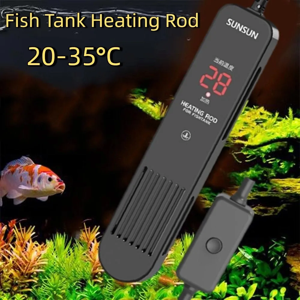 Aquarium Fish Cold Water - LCDディスプレイ 20-35 ° Cデジタル水槽ヒーターロッド、インテリジェント制御、電源オフ時自動停止機能付き、調整可能な水温加熱ロッド