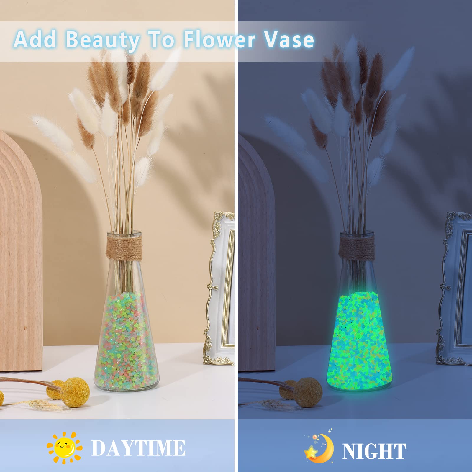 1000個の夜光砂、暗闇で光る小石、家の庭、屋外の小道、芝生 - Aquarium Fish Glow In The Dark のレビューと価格