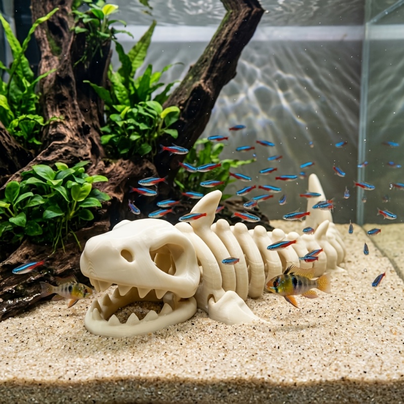 1個 17CM 3Dサメの骨格水槽装飾品、水中魚の骨をモチー - Aquarium Fish Shark のレビューと価格