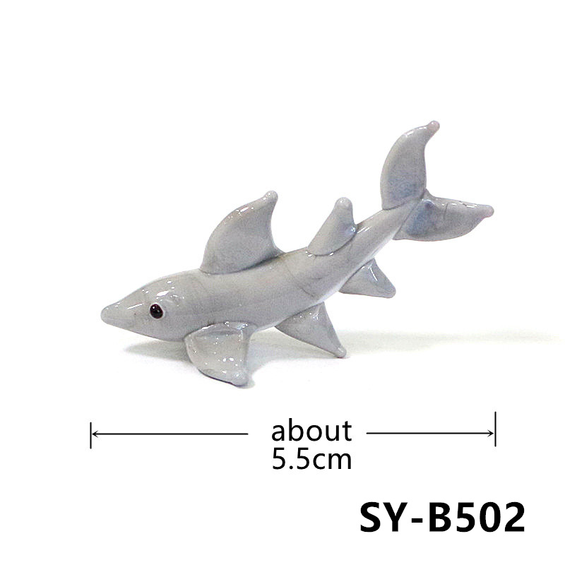手作りミニガラス製サメの置物、かわいい小さな海洋動物の像、家 - Aquarium Fish Shark のレビューと価格