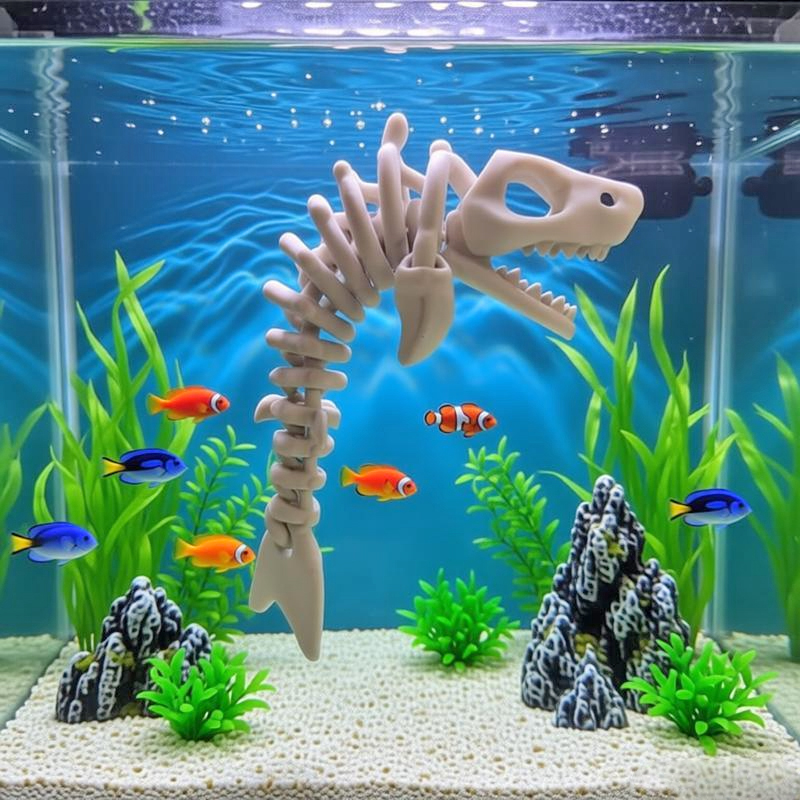 17 センチメートルサメの骨格水中水族館装飾水族館の装飾テー - Aquarium Fish Shark のレビューと価格